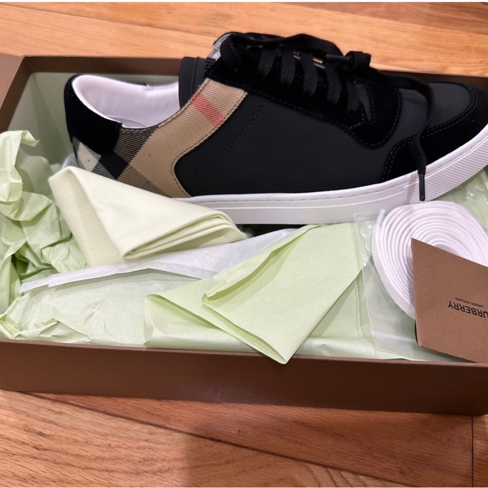 Leather, Suede and Check Sneakers